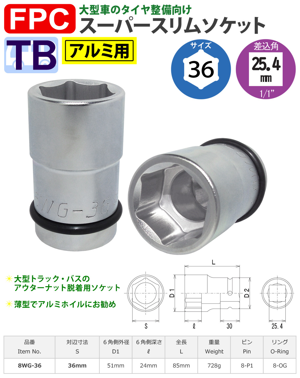 36mmサイズ 薄型ソケット 大型インパクト用 FPC