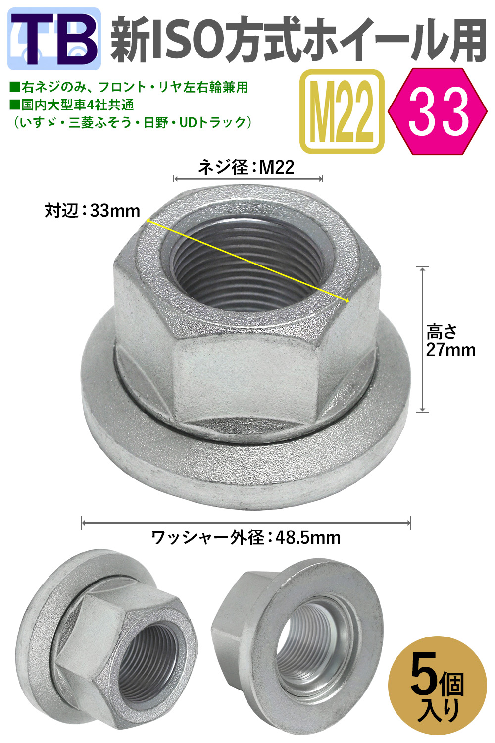 ワッシャー付き ホイールナット20個セット